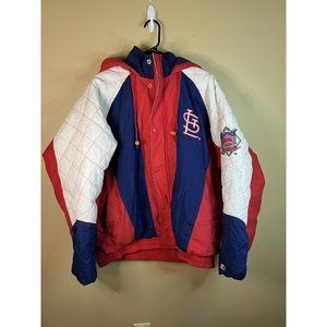 Vintage Starter St Louis Cardinals Jacket MLB Quilted Hooded Mens XL